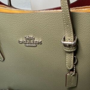 Coach Mollie Olive Green Pebbled Leather Tote